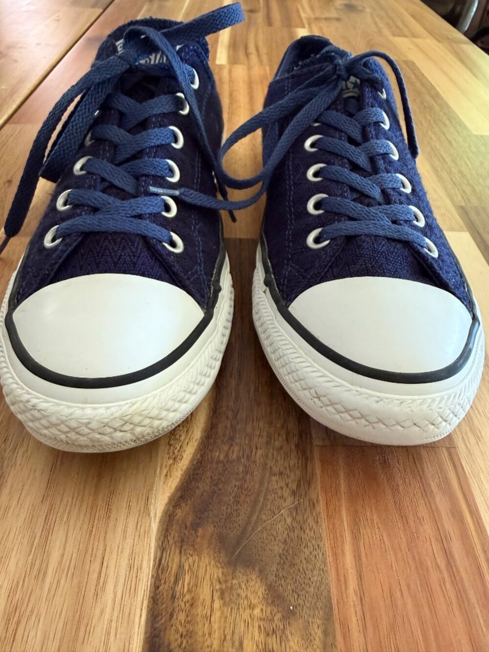 Converse Chuck Taylor All Star Low Top Sneakers Navy Textured Woven Womens Sz 10 - Picture 4 of 11